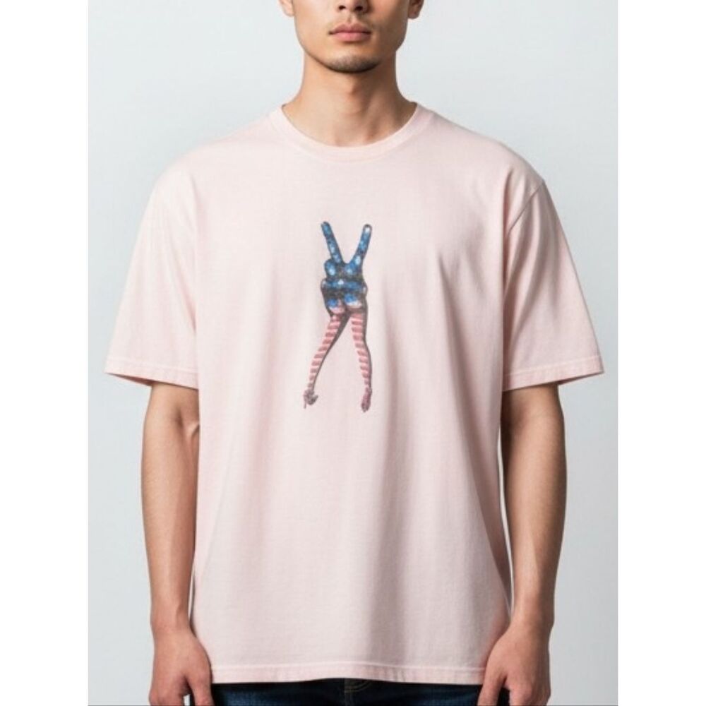 Altru Light Pink Graphic Tee with Americana Peace Legs